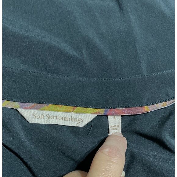 Soft Surroundings Black Midi Dress V-neck Button Up - Picture 8 of 8